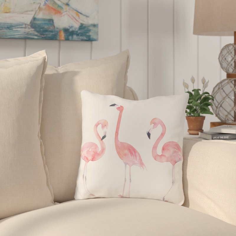 Bay Isle Home Wirtz Flamingo Friends Outdoor Throw Pillow & Reviews